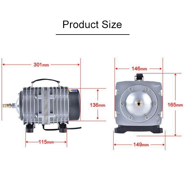 ACO-012 320W 143L/Min Electromagnetic Air Pump Compressor Seafood Fish Tank Increase Oxygen Air Flow Spliter, US Plug, ACO-012