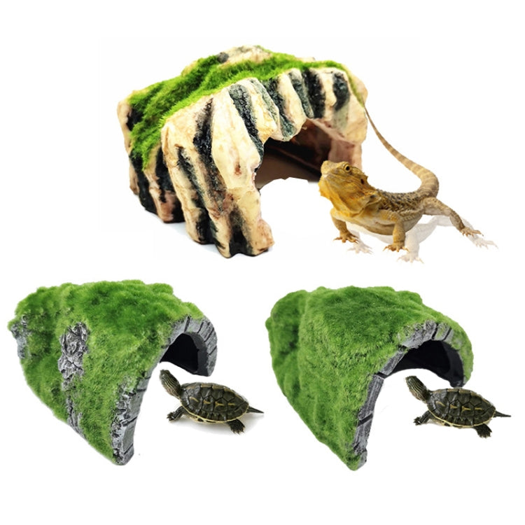 Flocked Caple Box Turtle Hiding Nest Moss Cave Turtle Cave Sunbed, ZR7661, ZR647, ZR7662, FGT48, GT46, GT47